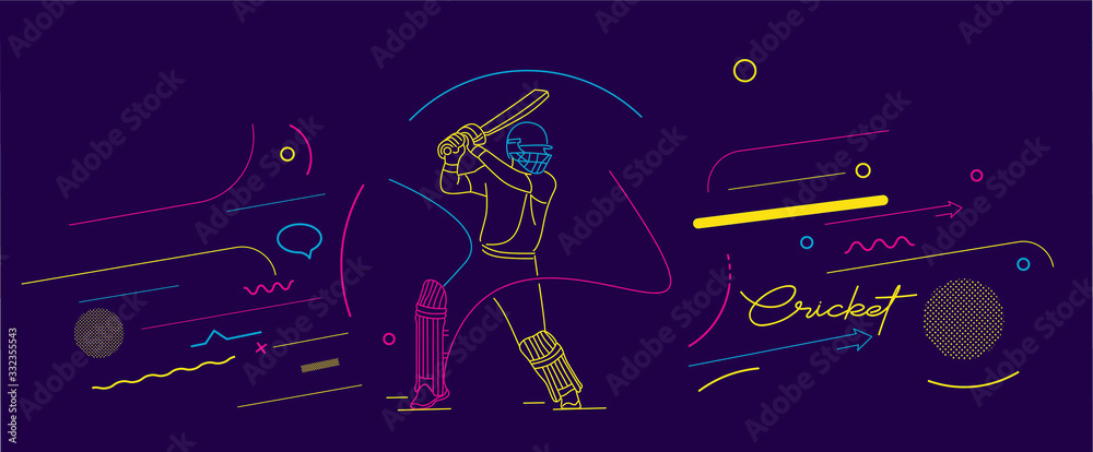Cricket batter artwork for KSM Cricket Academy National Level Talent Hunt